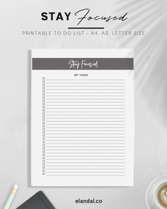FREE Stay Focused Printable To-Do List | Productivity Planner Pages