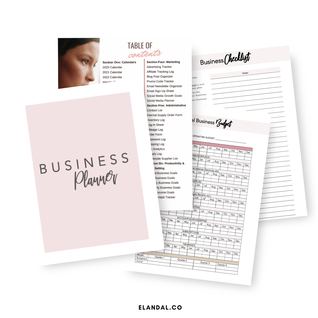 Deluxe Printable/Digital Business Planner: 70+ Pages of Resources (Financial, Marketing, Social Media, Goal Setting Tools)