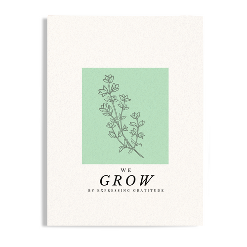 Grow Through Gratitude Inspirational Print Poster, Available in 5 Sizes, Office and Workspace Decor