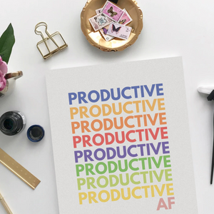 Productive AF Unframed Print Poster, Available in 5 Sizes, Cubicle Office Art Decor
