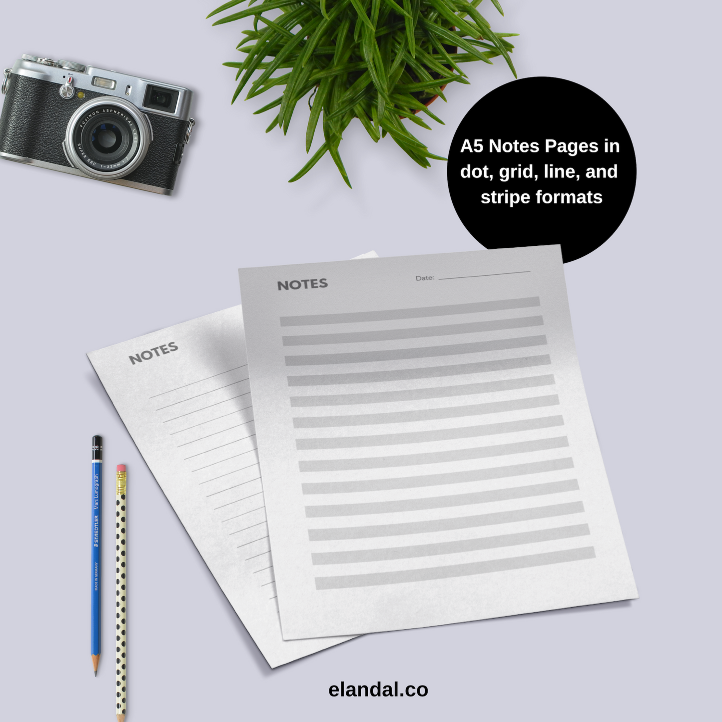 Insertos de papel para notas imprimibles tamaño A5