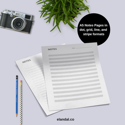 Insertos de papel para notas imprimibles tamaño A5