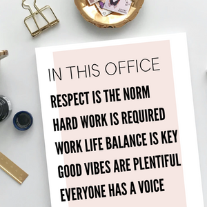 Office Culture Print Poster Motivational  Workplace Wall Art - Minimalist Office and Conference Room Decor