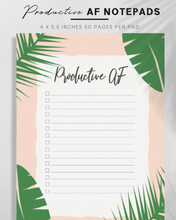 Load image into Gallery viewer, Productive AF Banana Leaf Design Mini Notepads, 4&quot; x 5.5&quot; in
