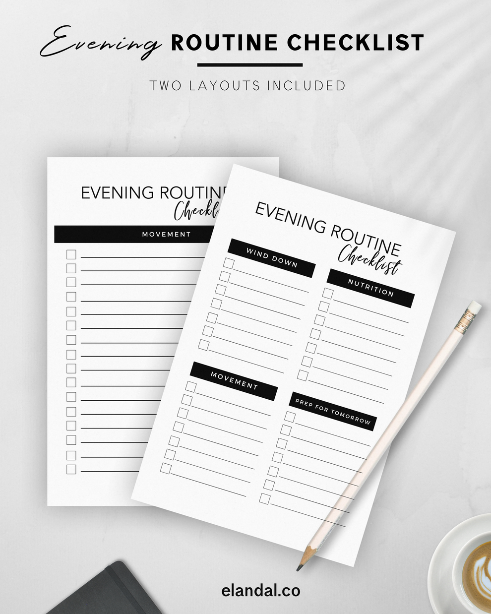 Evening Routine Fillable Printable Evening Routine Checklist – El and Al Co.