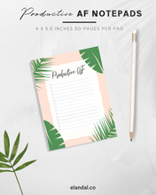 Load image into Gallery viewer, Productive AF Banana Leaf Design Mini Notepads, 4&quot; x 5.5&quot; in