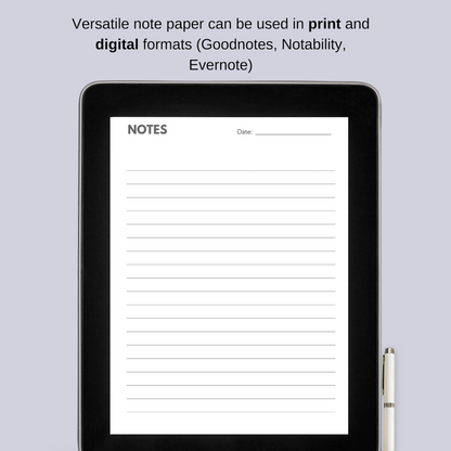 Printable Note Paper Bundle for Print and Digital Planners