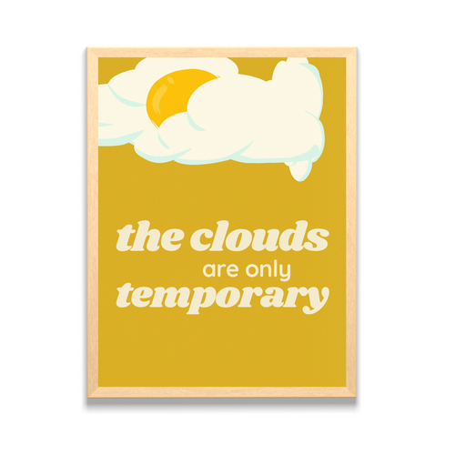 Clouds Don't Last Retro Themed Framed Art Print