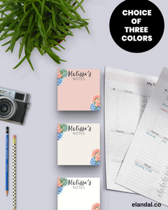 Personalized Floral Sticky Note Pads | Custom Stationery for the Office 3x3 in.