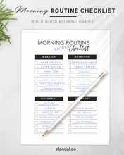 Load image into Gallery viewer, Morning Routine Printable Checklist, Daily Planner Insert, Habit Formation List