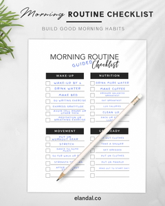 Morning Routine Printable Checklist, Daily Planner Insert, Habit Formation List
