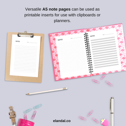 Insertos de papel para notas imprimibles tamaño A5