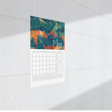 Load image into Gallery viewer, Undated Abstract Art Printable Vertical Monthly Calendar with Task List and Notes