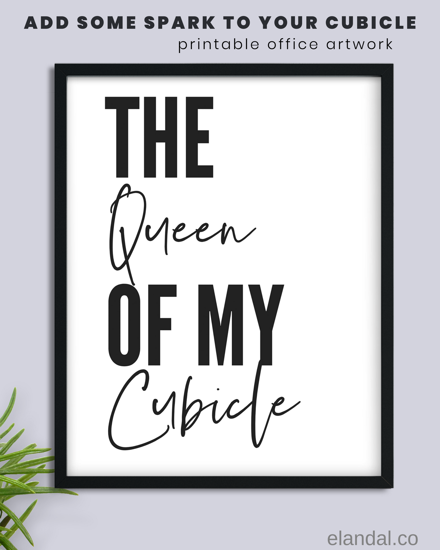 Decoración de pared de oficina imprimible con la frase "Reina de mi cubículo" | Póster con cita minimalista | Arte divertido para la oficina | Póster para descargar digitalmente | Regalo para ella como compañera de trabajo