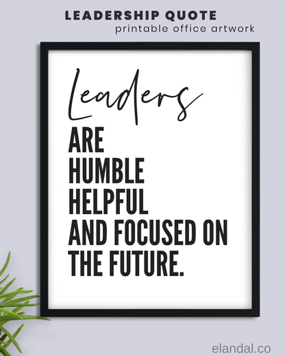 Decoración de pared imprimible con cita de liderazgo | Póster con cita inspiradora para la oficina | Regalo inspirador para el jefe | Póster para descargar en formato digital
