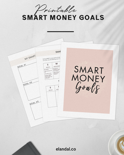 Recurso imprimible de planificación financiera y presupuesto con objetivos SMART Money