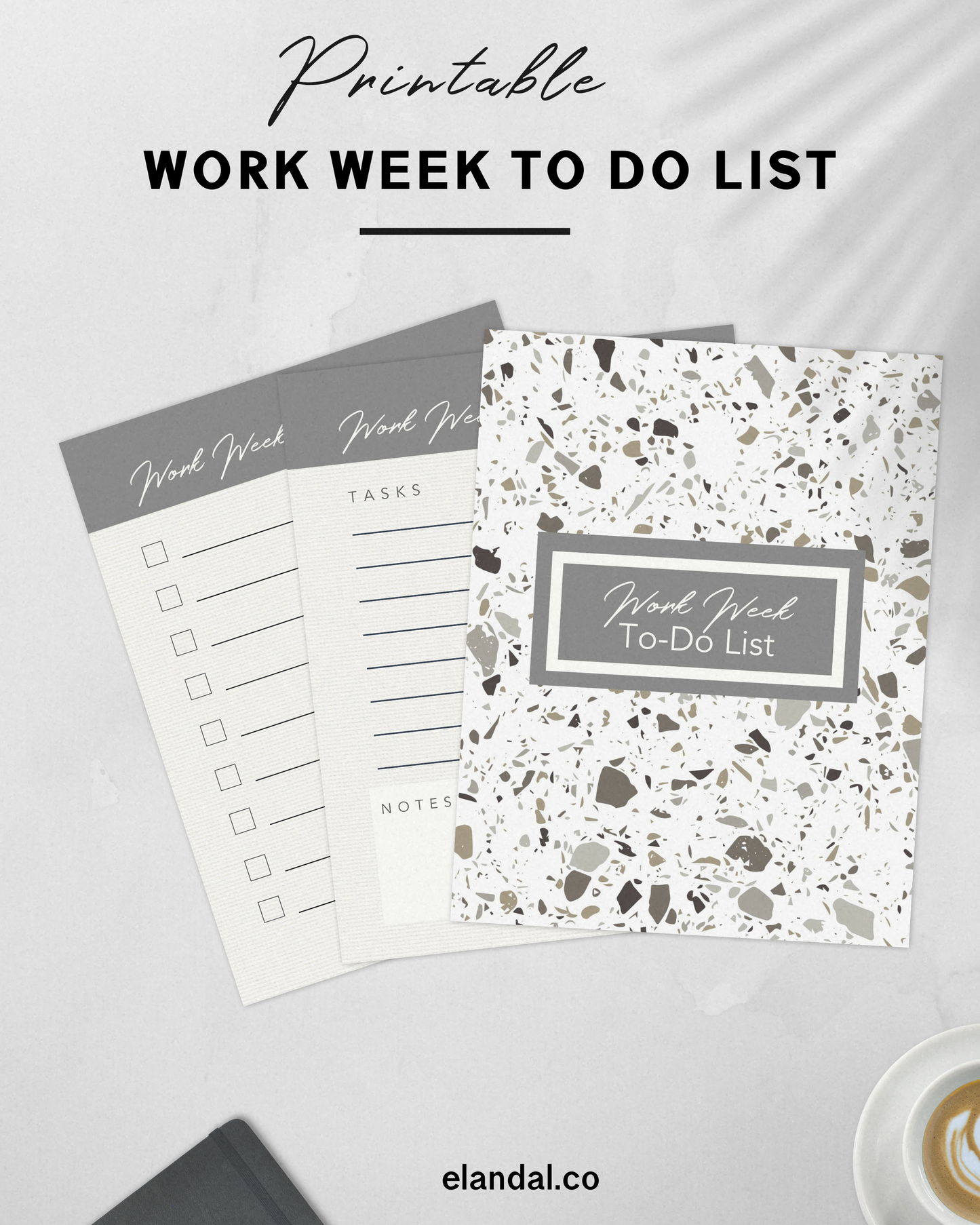 Lista de tareas imprimible para la semana laboral Recurso de planificación de la productividad