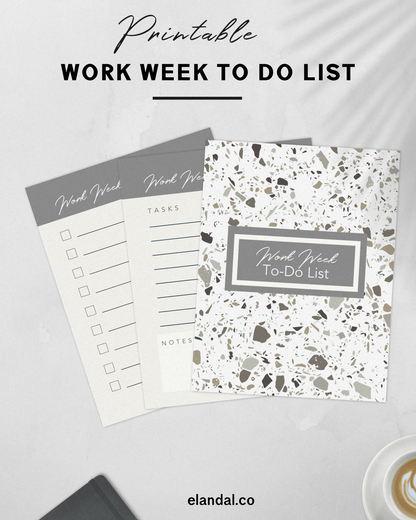 Lista de tareas imprimible para la semana laboral Recurso de planificación de la productividad