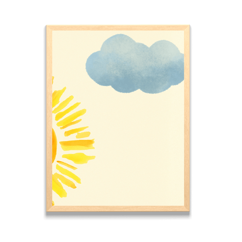 Sun Beyond the Clouds Boho Minimal Framed Art Print