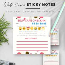 Load image into Gallery viewer, Self-Care Sticky Notes 3&quot;x 3&quot; Adhesive Note Pads for Productivity and Mood Tracking