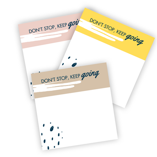 Don't Stop Keep Going Motivational Sticky Notes, 3x3 in. Positive Vibe Notepads for Your Workspace