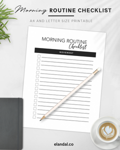 Morning Routine Printable Checklist, Daily Planner Insert, Habit Formation List