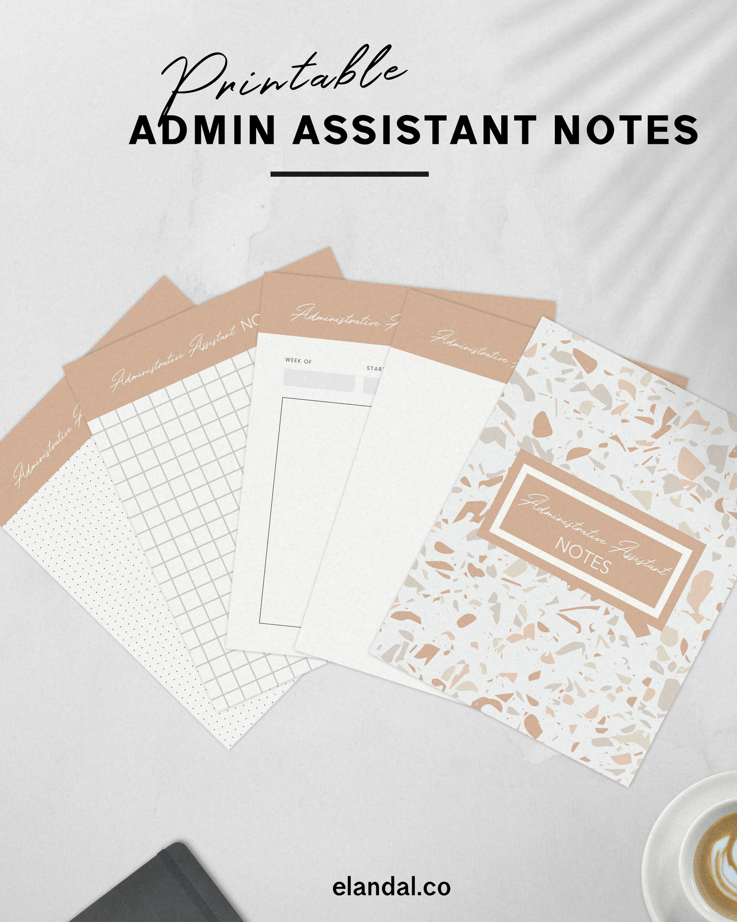 Planificador de notas para asistente administrativo, papel imprimible, tamaño carta