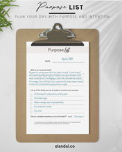 Load image into Gallery viewer, Purpose List - Printable Motivational Daily To-Do List Planner Page