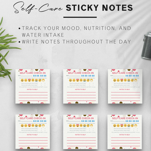 Self-Care Sticky Notes 3"x 3" Adhesive Note Pads for Productivity and Mood Tracking