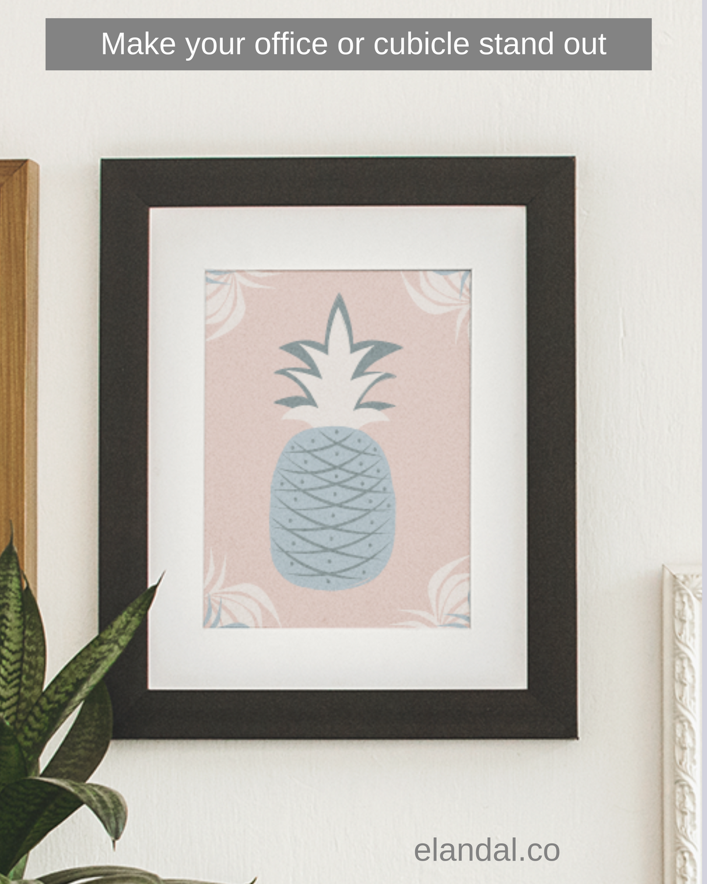 Printable Pink and Blue Pineapple Tropical Wall Art for Workspace