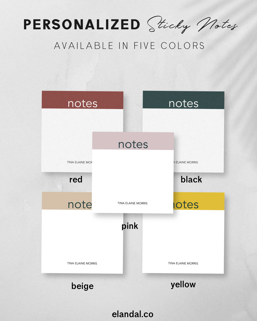 Personalized Sticky Notes/ 3x3 in. Adhesive Notepads Assorted Colors