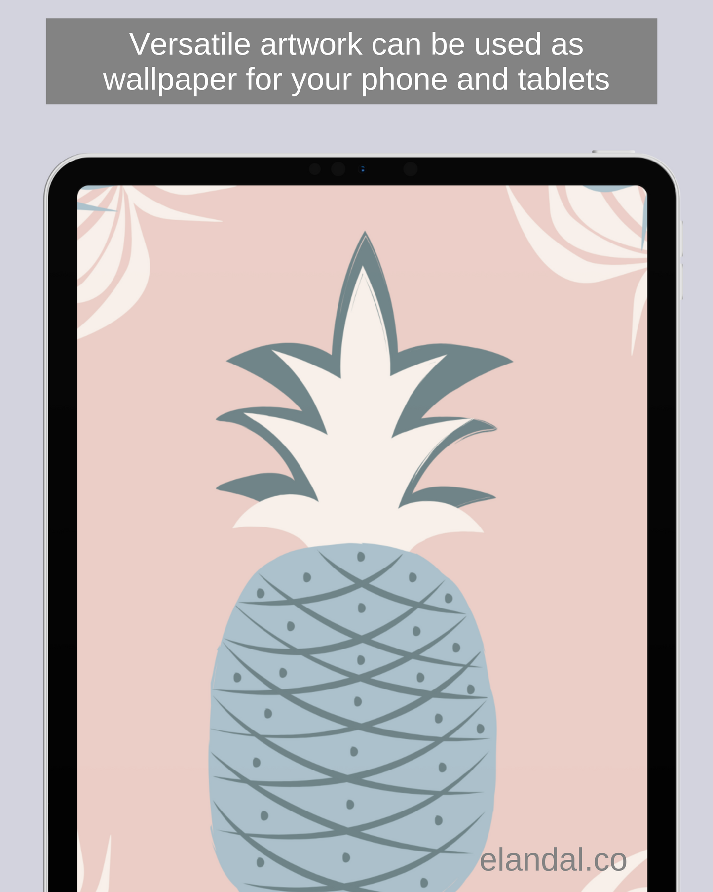 Printable Pink and Blue Pineapple Tropical Wall Art for Workspace