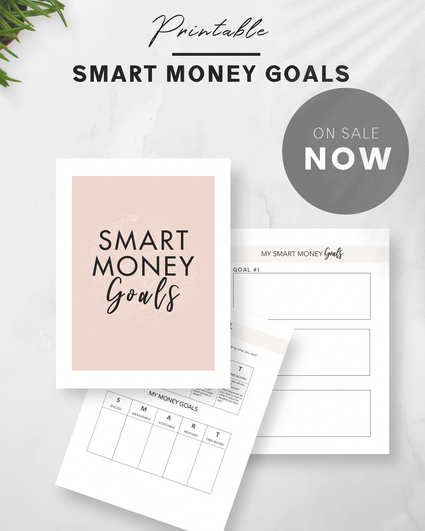Recurso imprimible de planificación financiera y presupuesto con objetivos SMART Money