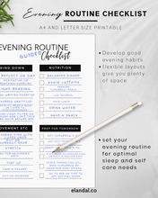 Load image into Gallery viewer, Printable Evening Routine Checklist for Creating a Bedtime Routine