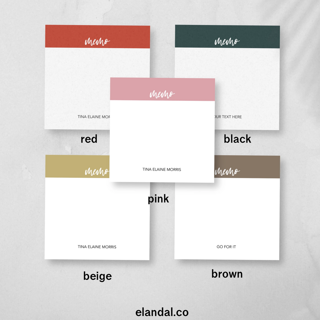 Custom Memo Sticky Notes,  3x3 in. Notepads, Assorted Colors, Cute Work Supplies and Stationery