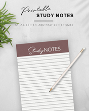 Load image into Gallery viewer, Printable Note Taking Paper | A4, A5, Letter and Half Letter Sizes | Lined, Grid, and Graph Designs