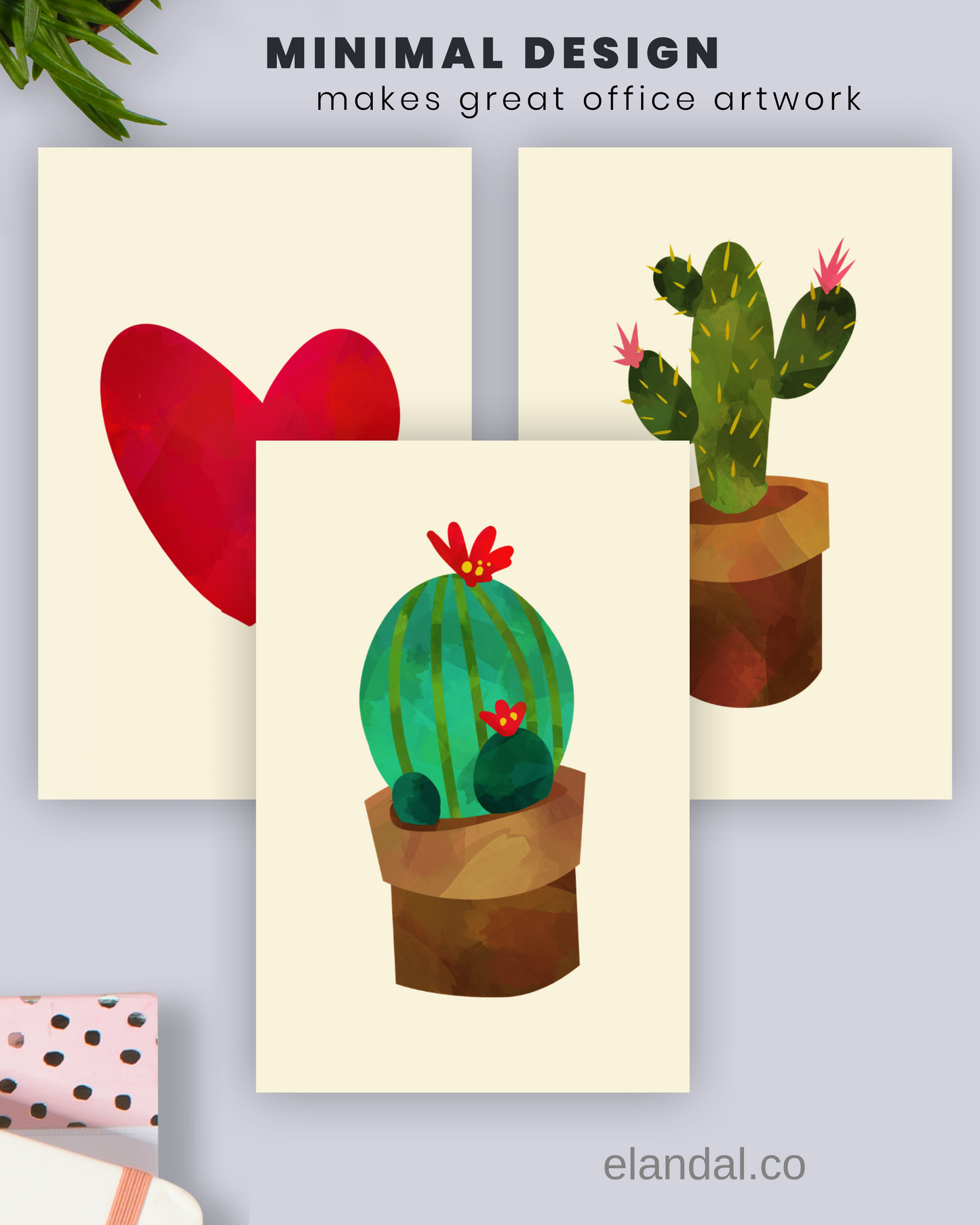 Printable Cactus Wall Art Boho Home Office Decor for Cacti Lovers