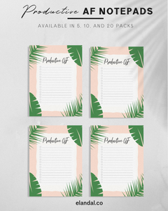 Productive AF Banana Leaf Design Mini Notepads, 4" x 5.5" in