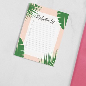 Productive AF Banana Leaf Design Mini Notepads, 4" x 5.5" in