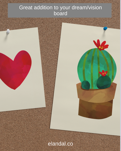 Printable Cactus Wall Art Boho Home Office Decor for Cacti Lovers