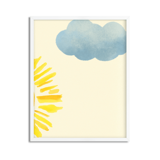 Lámina enmarcada minimalista bohemia con el sol más allá de las nubes