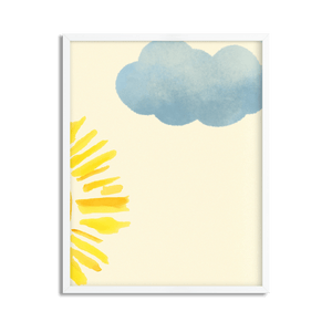 Sun Beyond the Clouds Boho Minimal Framed Art Print