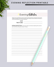 Load image into Gallery viewer, Evening Reflection Printable: Self-Care Daily Routine Planner Insert | Gratitude Journal Pages | Task and To-Do List | Bedtime Routine