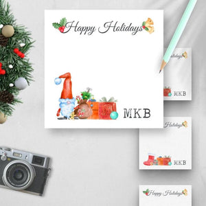 Monogrammed Holiday Christmas Sticky Note Pads, Custom Print Office Supplies, 3x3 inch Notepads with Dog, Stocking Stuffer, and Santa Christmas Designs