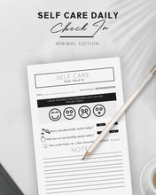 Load image into Gallery viewer, Self-Care Printable Planner Insert Minimal Version, Stress Relief, Mood Chart, Mental Health Anti-Anxiety Printable, Daily Journal Page