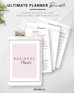 Ultimate Printable Planner Bundle - 205+ Pages of Business, Productivity, Budget, Finance, Habit, Goal and Habit Tracking Tools