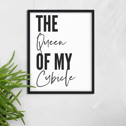 Decoración de pared de oficina imprimible con la frase "Reina de mi cubículo" | Póster con cita minimalista | Arte divertido para la oficina | Póster para descargar digitalmente | Regalo para ella como compañera de trabajo