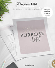 Load image into Gallery viewer, Purpose List - Printable Motivational Daily To-Do List Planner Page