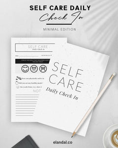 Self-Care Printable Planner Insert Minimal Version, Stress Relief, Mood Chart, Mental Health Anti-Anxiety Printable, Daily Journal Page