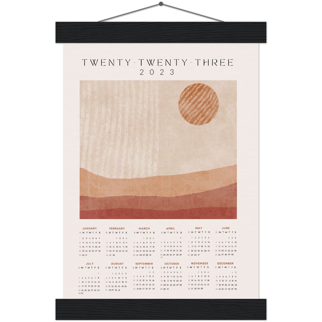 Boho Desert Themed 2023 Hanging Poster Calendar with Hangers